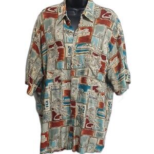 Campia Vintage Graphic Shirt XL Travel Vaca Cruise Retro Destination Buttonup